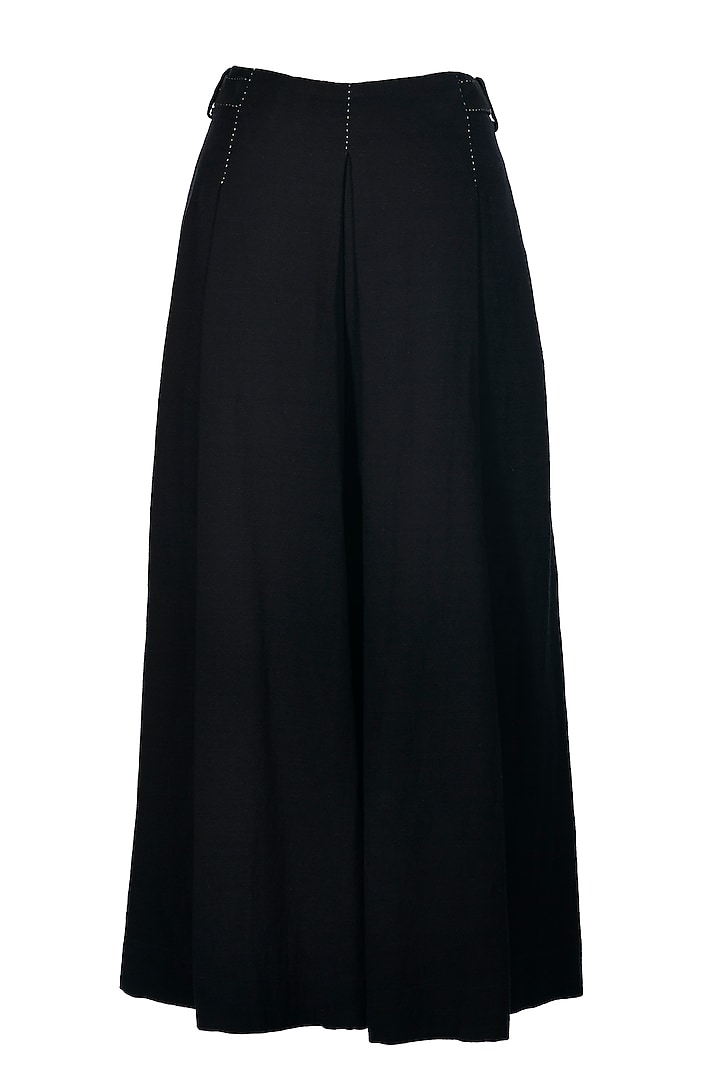 Navy Cotton Pleated Culotte Pants by OTT by Tarun Tahiliani at Pernia's Pop Up Shop
