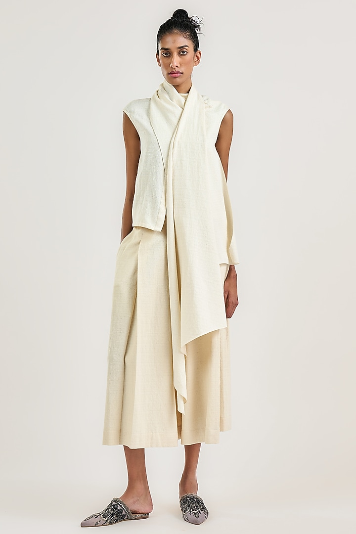 Ivory Cotton Wrap Top by OTT by Tarun Tahiliani at Pernia's Pop Up Shop