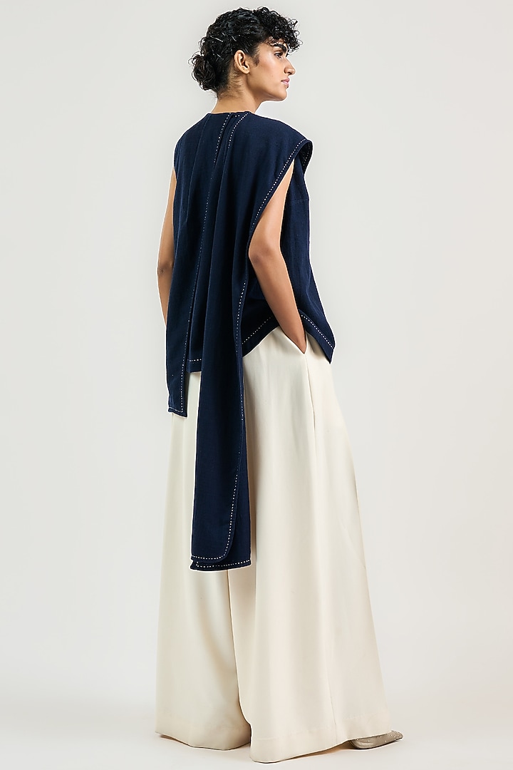 Navy Cotton Wrap Top by OTT by Tarun Tahiliani at Pernia's Pop Up Shop