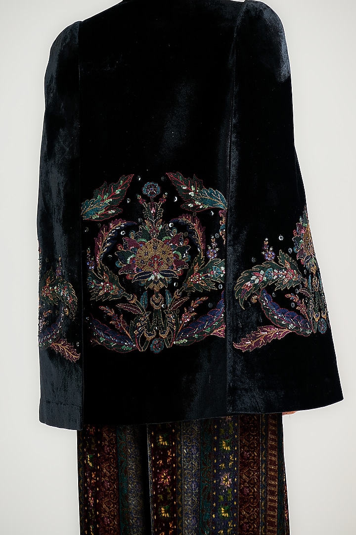 Black Silk Velvet Embroidered Cape by OTT by Tarun Tahiliani at Pernia's Pop Up Shop