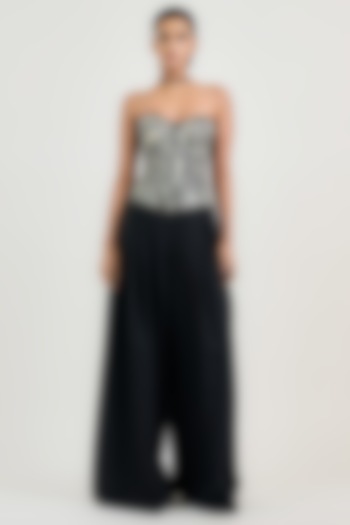 Ivory Silk Satin Organza Thread Work Corset by OTT by Tarun Tahiliani at Pernia's Pop Up Shop