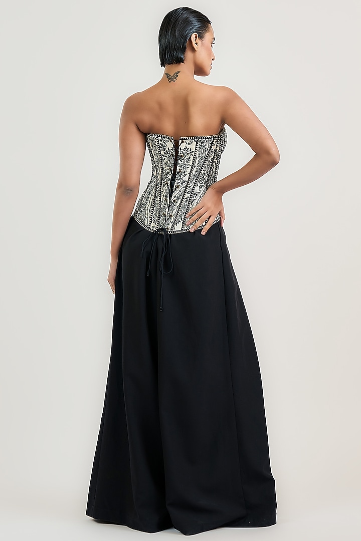 Ivory Silk Satin Organza Thread Work Corset by OTT by Tarun Tahiliani at Pernia's Pop Up Shop