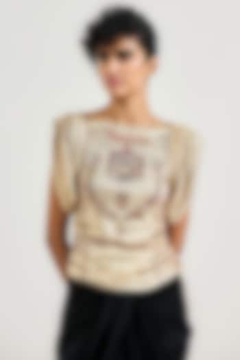 Gold Metallic Jersey T-Shirt by OTT by Tarun Tahiliani at Pernia's Pop Up Shop