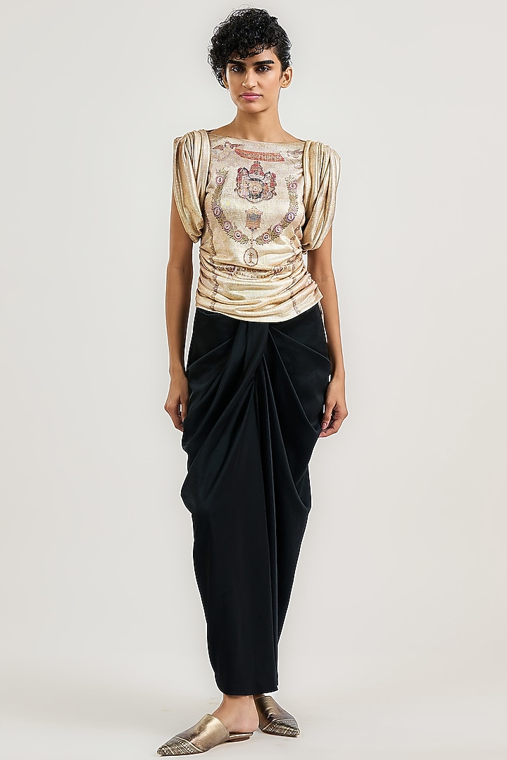 Gold Metallic Jersey T-Shirt by OTT by Tarun Tahiliani at Pernia's Pop Up Shop