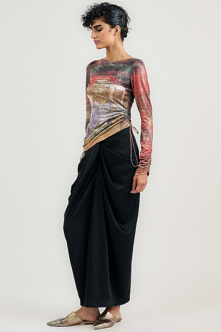 Multi-Colored Metallic Jersey Crystal Embellished T-Shirt by OTT by Tarun Tahiliani at Pernia's Pop Up Shop