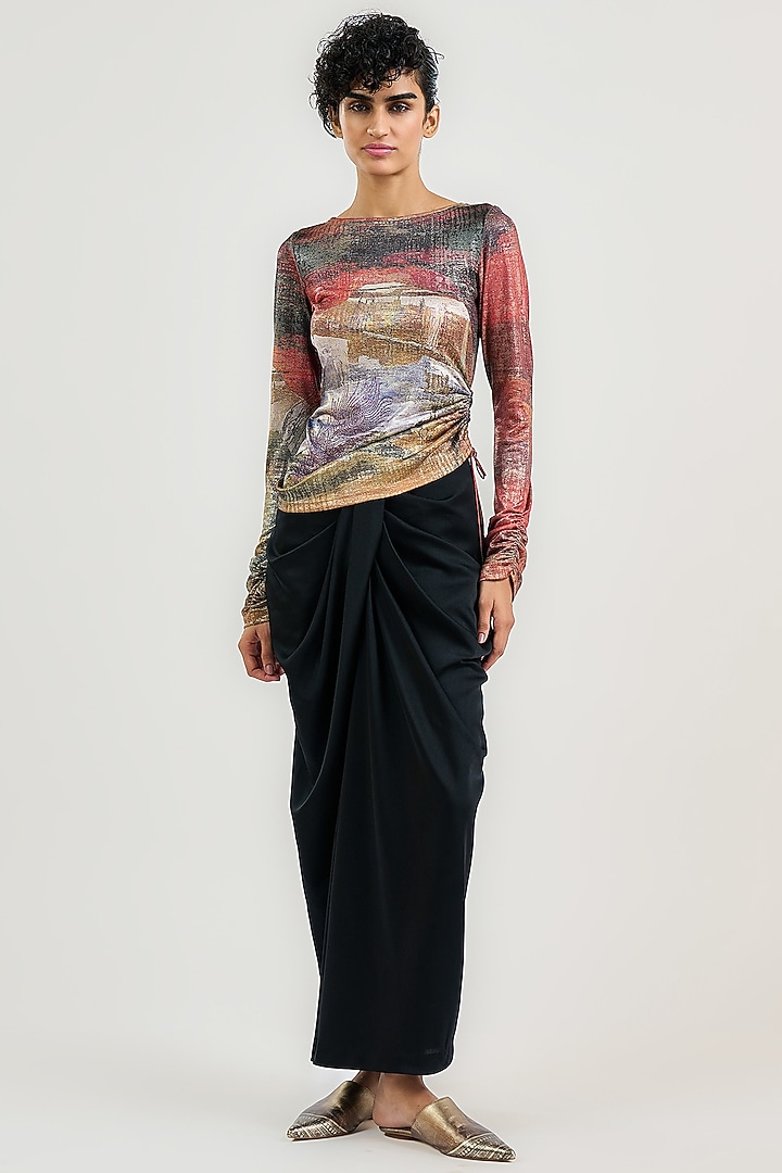 Multi-Colored Metallic Jersey Crystal Embellished T-Shirt by OTT by Tarun Tahiliani at Pernia's Pop Up Shop