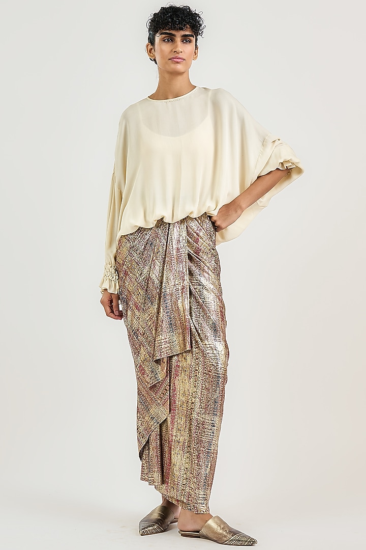 Ivory Silk Georgette Gathered Top by OTT by Tarun Tahiliani at Pernia's Pop Up Shop
