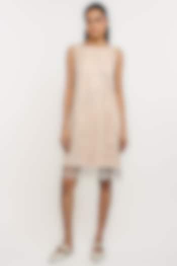 Nude Polyester Pearl & Crystal Embroidered Shift Cocktail Dress by OTT by Tarun Tahiliani at Pernia's Pop Up Shop