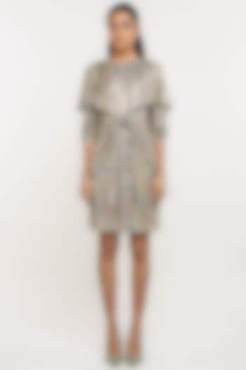 Multi-Colored Polyester Hand Painted Klim Printed Draped Vacation Dress by OTT by Tarun Tahiliani at Pernia's Pop Up Shop