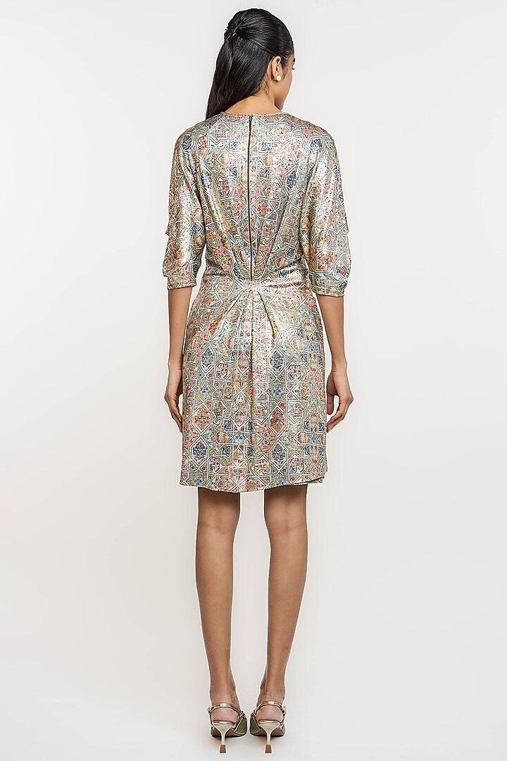 Multi-Colored Polyester Hand Painted Klim Printed Draped Vacation Dress by OTT by Tarun Tahiliani at Pernia's Pop Up Shop