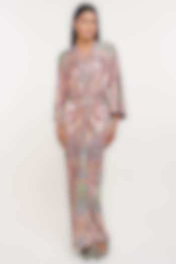 Multi-Colored Mosaic Printed Twisted Cocktail Dress by OTT by Tarun Tahiliani at Pernia's Pop Up Shop