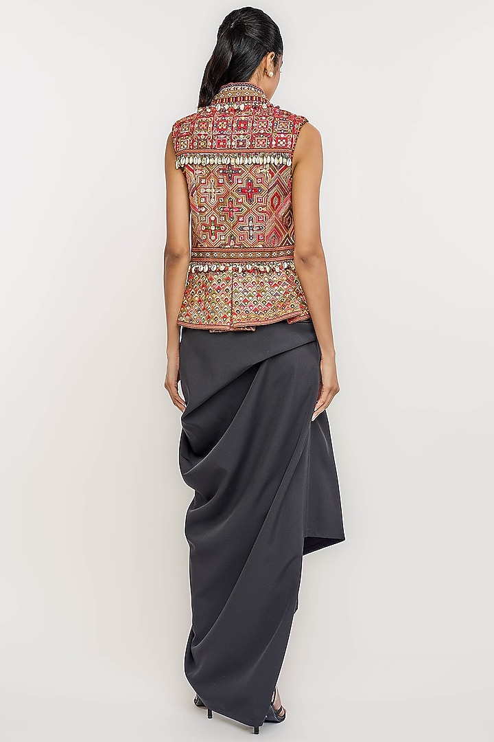 Multi-Colored Silk Thread Embroidered Gilet by OTT by Tarun Tahiliani at Pernia's Pop Up Shop