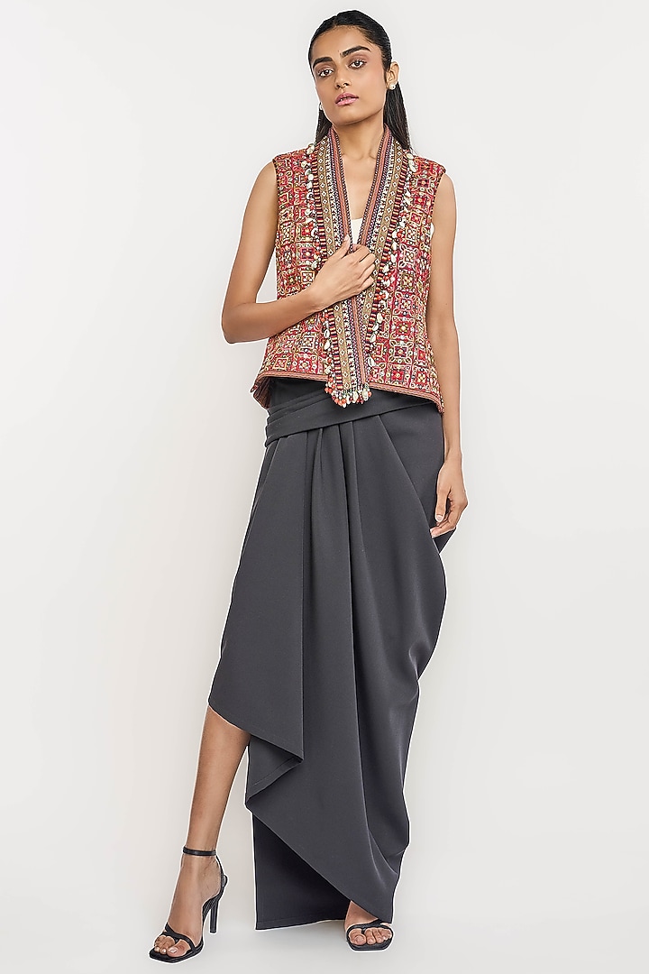 Multi-Colored Silk Thread Embroidered Gilet by OTT by Tarun Tahiliani at Pernia's Pop Up Shop