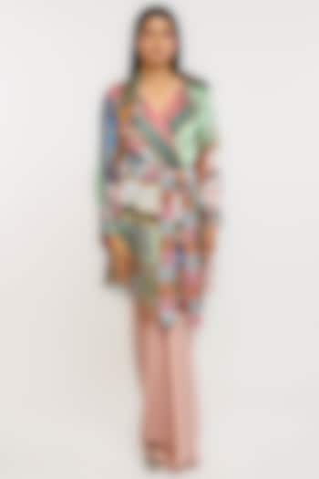 Multi-Colored Silk Archival Art Printed Trench Coat by OTT by Tarun Tahiliani at Pernia's Pop Up Shop