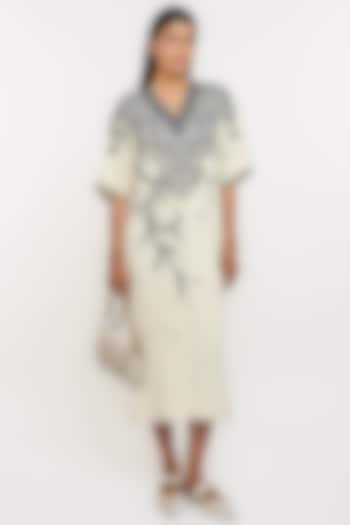 Ivory Silk Georgette Hand Embroidered Midi Party Wear Dress by OTT by Tarun Tahiliani at Pernia's Pop Up Shop