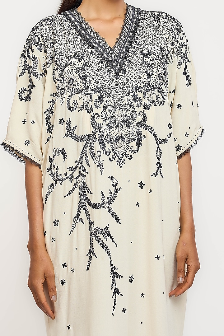 Ivory Silk Georgette Hand Embroidered Midi Party Wear Dress by OTT by Tarun Tahiliani at Pernia's Pop Up Shop