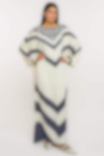Ivory Silk Georgette Hand Printed Kaftan by OTT by Tarun Tahiliani at Pernia's Pop Up Shop