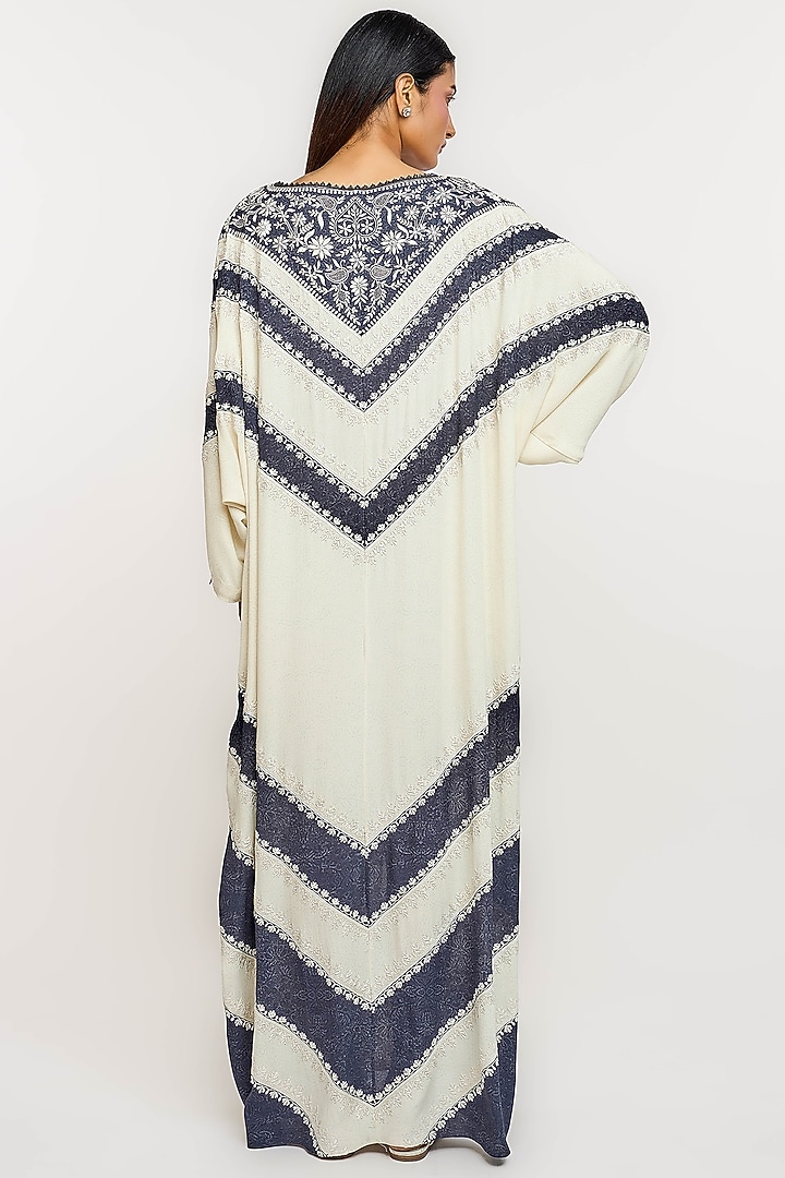 Ivory Silk Georgette Hand Printed Kaftan by OTT by Tarun Tahiliani at Pernia's Pop Up Shop