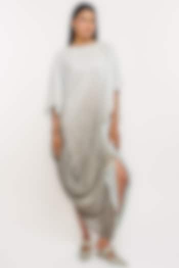 Grey Polyester Crinkle Bomber Draped Vacation Dress by OTT by Tarun Tahiliani at Pernia's Pop Up Shop