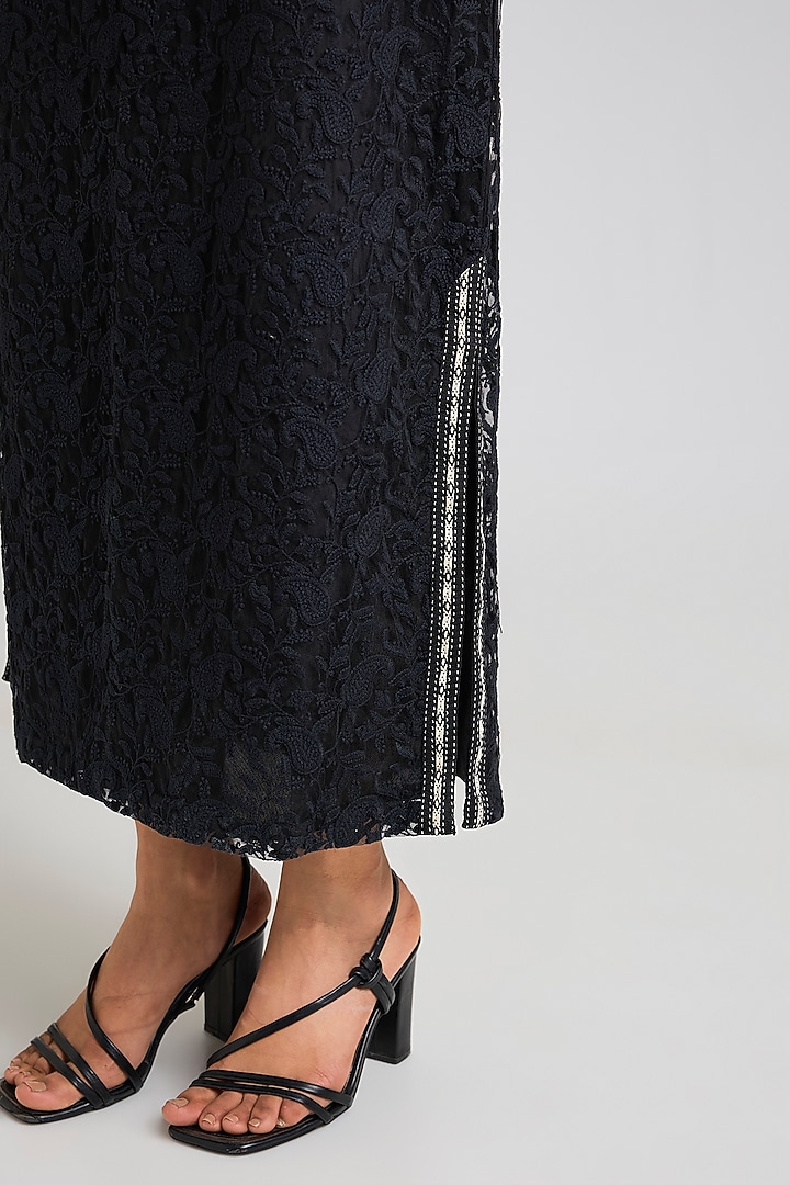 Black Tulle Embroidered Pencil Skirt by OTT by Tarun Tahiliani at Pernia's Pop Up Shop