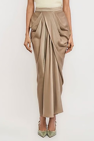 Olive Polyester Skirt by OTT by Tarun Tahiliani