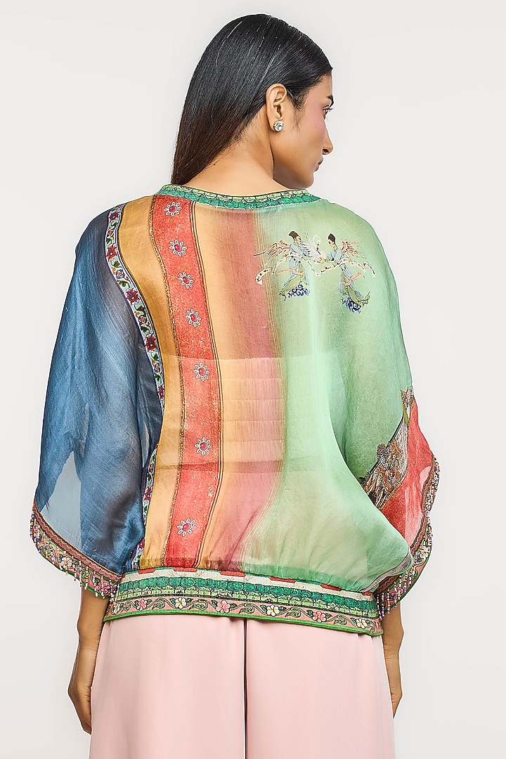 Multi-Colored Silk Satin Archival Printed Top by OTT by Tarun Tahiliani at Pernia's Pop Up Shop