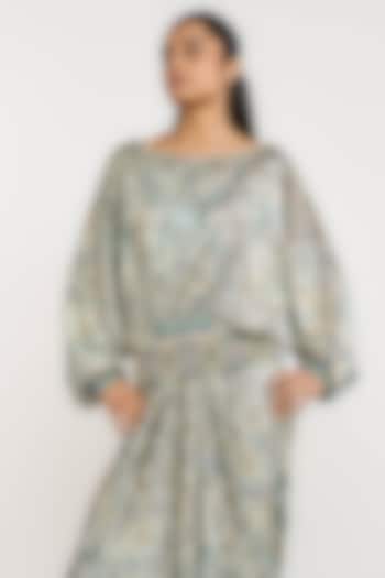 Jade Green Polyester Kilim Printed Metallic Top by OTT by Tarun Tahiliani at Pernia's Pop Up Shop