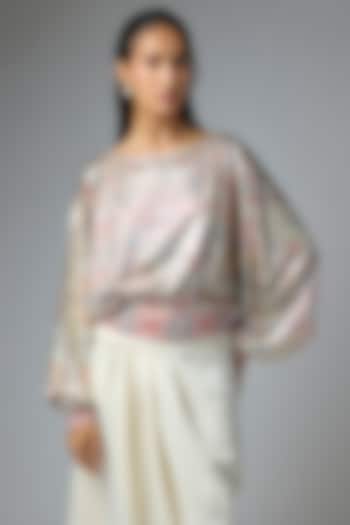 Multi-Colored Foil Jersey Printed Top by OTT by Tarun Tahiliani at Pernia's Pop Up Shop