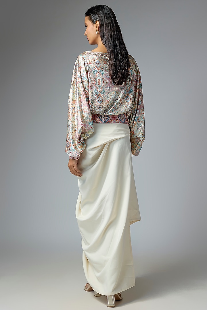 Multi-Colored Foil Jersey Printed Top by OTT by Tarun Tahiliani at Pernia's Pop Up Shop