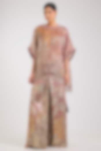 Pink Silk Satin Organza Artwork Top by OTT by Tarun Tahiliani at Pernia's Pop Up Shop