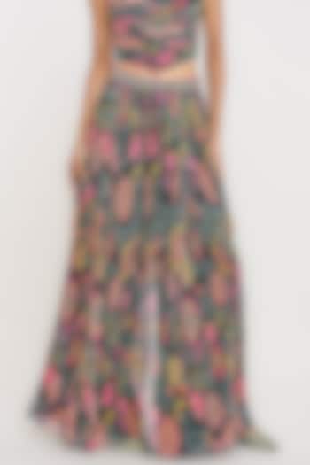 Black Polyester Floral Printed Pleated Trouser by OTT by Tarun Tahiliani at Pernia's Pop Up Shop