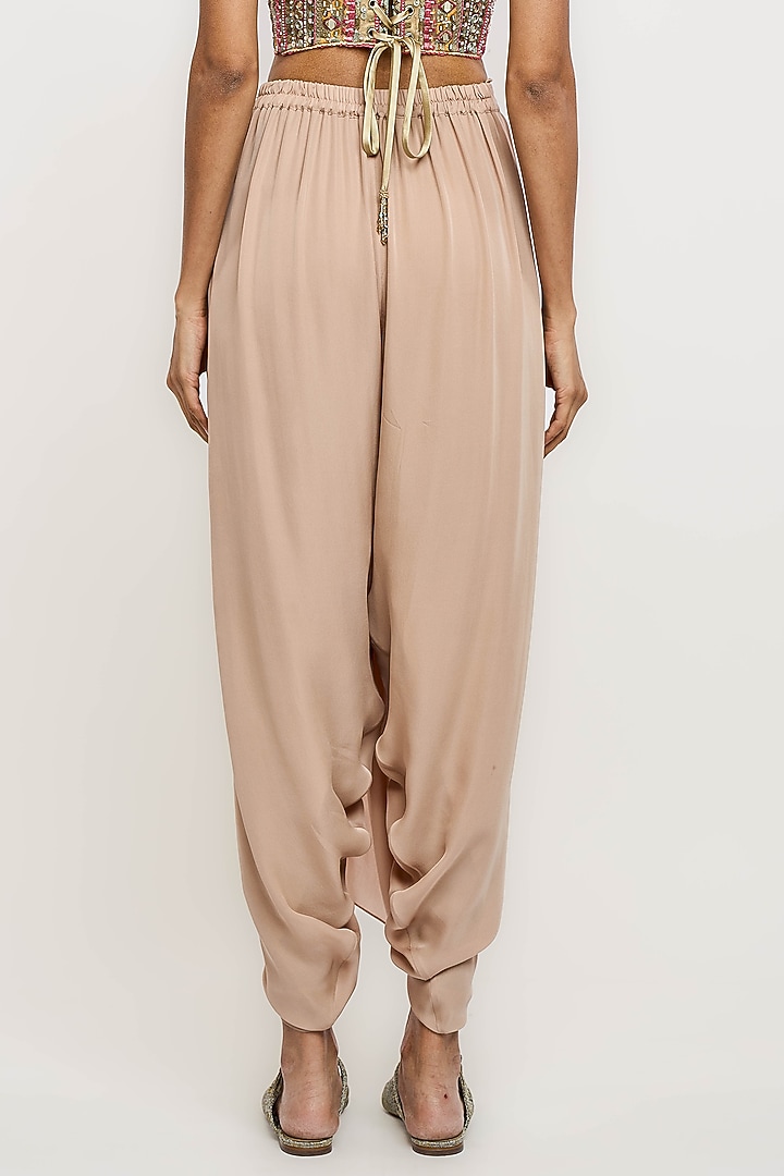 Beige Silk Georgette Draped Dhoti Trousers by OTT by Tarun Tahiliani at Pernia's Pop Up Shop