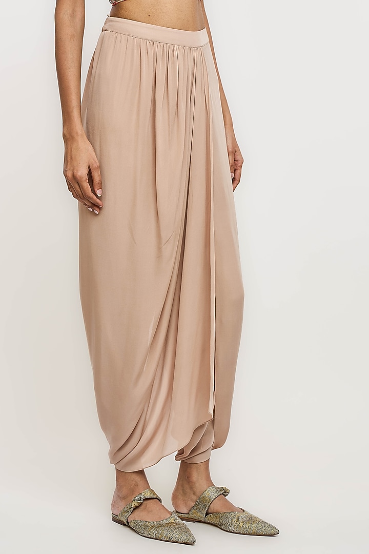 Beige Silk Georgette Draped Dhoti Trousers by OTT by Tarun Tahiliani at Pernia's Pop Up Shop