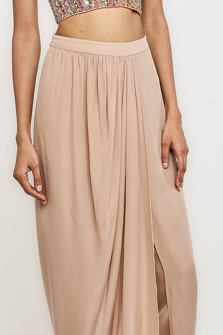 Beige Silk Georgette Draped Dhoti Trousers by OTT by Tarun Tahiliani at Pernia's Pop Up Shop