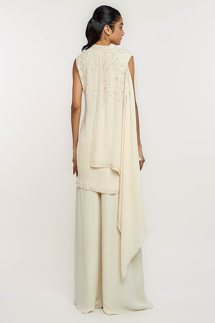 Ivory Silk Georgette Hand Embroidered Tunic by OTT by Tarun Tahiliani at Pernia's Pop Up Shop