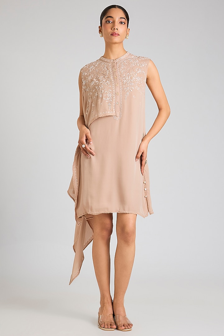 Pink Silk Georgette Asymmetric Tunic by OTT by Tarun Tahiliani at Pernia's Pop Up Shop