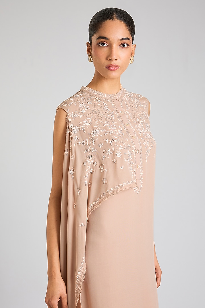 Pink Silk Georgette Asymmetric Tunic by OTT by Tarun Tahiliani at Pernia's Pop Up Shop