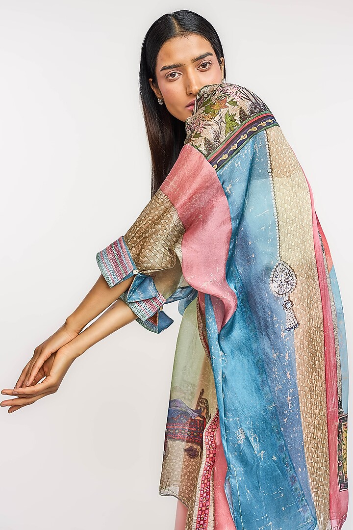 Multi-Colored Satin Organza Archival Printed Tunic by OTT by Tarun Tahiliani at Pernia's Pop Up Shop
