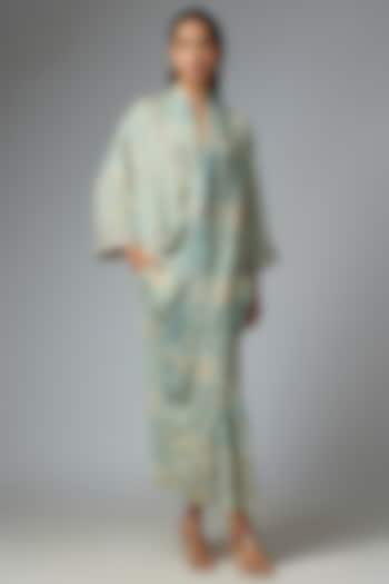 Green Dupion Printed & Embroidered Vacation Dress by OTT by Tarun Tahiliani at Pernia's Pop Up Shop