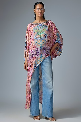 Pink Georgette Mosaic Printed Top by OTT by Tarun Tahiliani