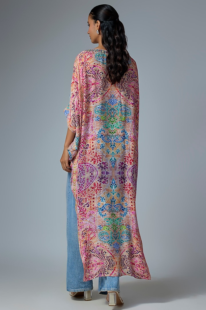 Pink Georgette Mosaic Printed Top by OTT by Tarun Tahiliani at Pernia's Pop Up Shop
