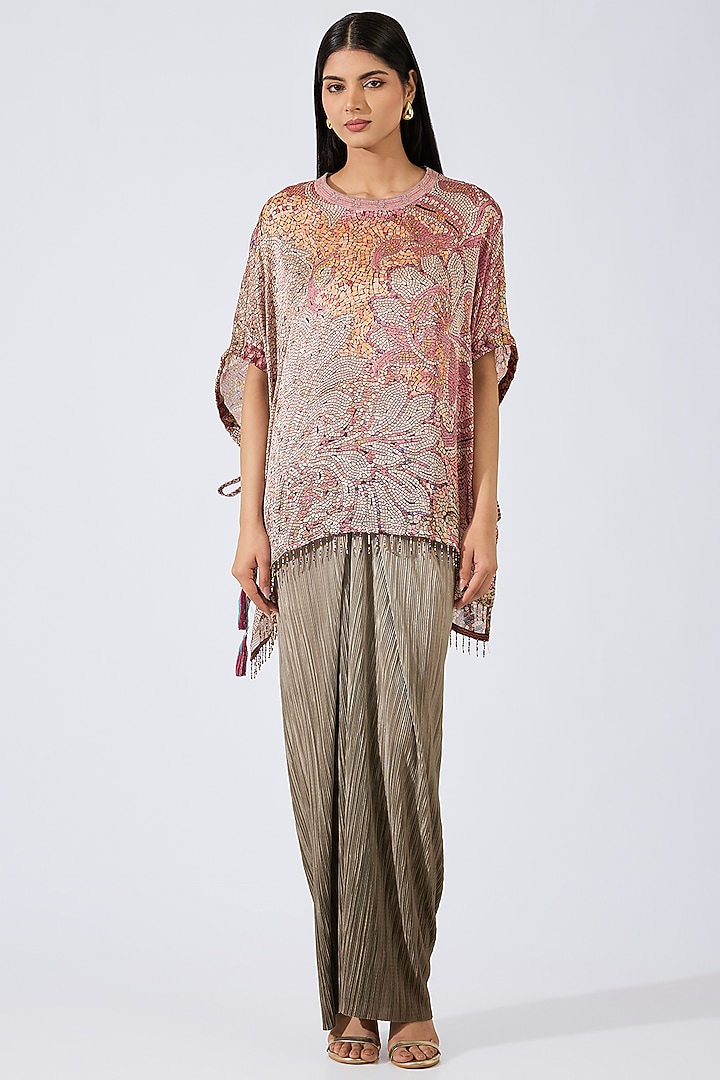 Grey Ombre Crinkle Jersey Pleated Skirt by OTT by Tarun Tahiliani at Pernia's Pop Up Shop