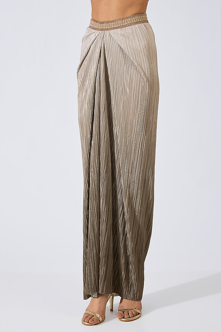 Grey Ombre Crinkle Jersey Pleated Skirt by OTT by Tarun Tahiliani at Pernia's Pop Up Shop