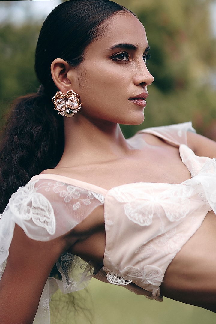 Rose Gold Plated Cubic Zirconia Stud Earrings by Outhouse at Pernia's Pop Up Shop