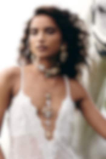 Rose Gold Plated Green Prehnite Stone Pendant Necklace by Outhouse at Pernia's Pop Up Shop