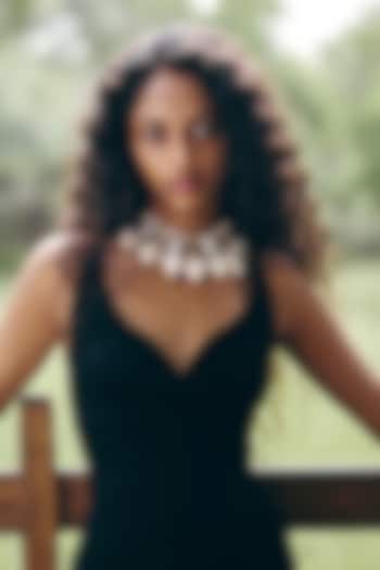 Rose Gold Plated Cubic Zirconia & Pearl Choker Necklace by Outhouse at Pernia's Pop Up Shop