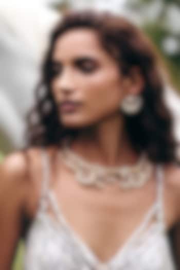 Rose Gold Plated Swarovski Crystal & Pearl Stud Earrings by Outhouse at Pernia's Pop Up Shop