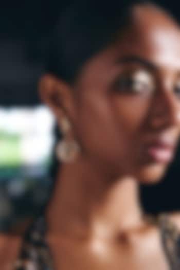 Rose Gold Plated Prehnite Orb & Cubic Zirconia Dangler Earrings by Outhouse at Pernia's Pop Up Shop