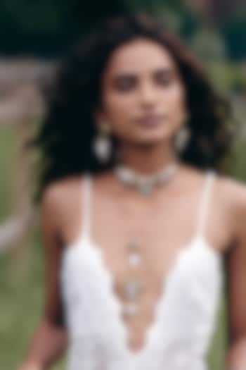 Rose Gold Plated Green Prehnite Stone Choker Necklace by Outhouse at Pernia's Pop Up Shop