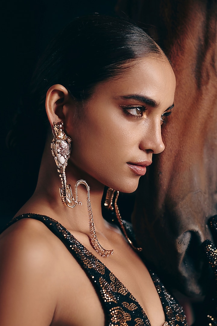 Rose Gold Plated Cubic Zirconia Statement Earrings by Outhouse at Pernia's Pop Up Shop